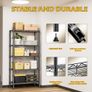 5 Tier Shelf Metal Storage Shelves Shelving Wire Rack Heavy Duty Closet Organizers for Garage Kitchen Bathroom Laundry Black 35 x 75 x 151.1 cm Image 4