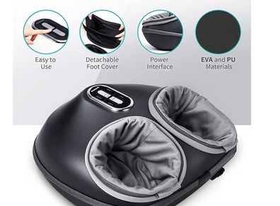 Shiatsu Foot Massager Machine with Soothing Heat, Deep Kneading Therapy, Air Compression, Improve Blood Circulation and Foot Wellness