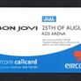 2000 Ireland 20 unit Jon Bon Jovi's 25th of August concert in the RDS, Dublin in 2000. (Gemplus GEM1) Call Card Used Image 2