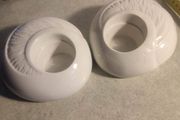 Belleek Living Porcelain Sand wave Ivory Tealight Votive Candle Holders x2 NO BOX.