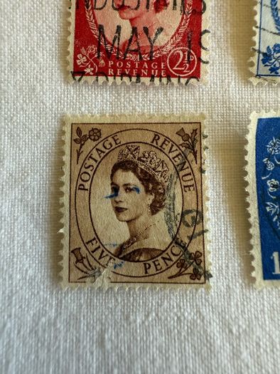 Vintage United Kingdom postage revenue stamps, from 1952 onwards  x6