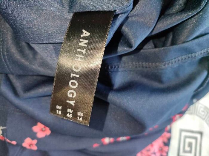 Anthology navy floral stretch pencil Occasion dress size 16 Postage included