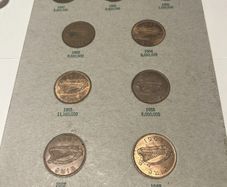 Irish Penny coins 1950- 1968 set in folder Irish 9 Coins