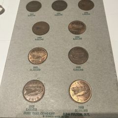 Irish Penny coins 1950- 1968 set in folder Irish 9 Coins