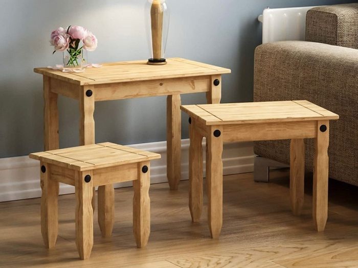 Movian Corona Nest Of Tables, Solid Pine Wood (FREE POSTAGE)