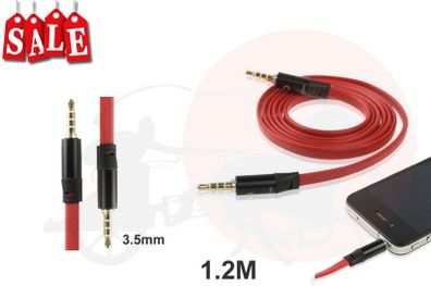 3.5mm Male to Male Stereo Audio Jack AUX Cable for iPhone 5 iPod MP3 120cm Red