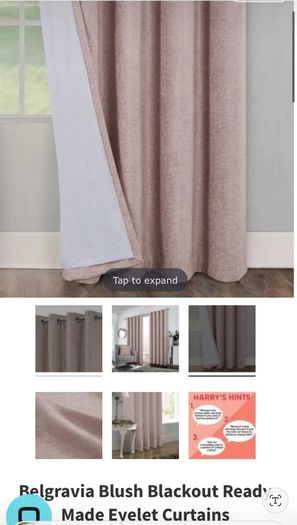 Brand new pair of Harry Corry fully lined Belgravia blush blackout ready made pink eyelet curtains for sale