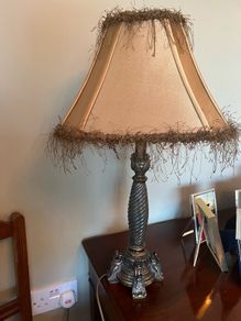 Antique Lamp stands & shades x 2