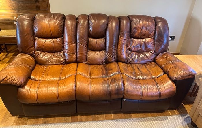 FREE 3-Seater Reclining Leather Sofa