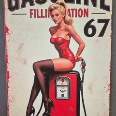 Vintage Style  Metal Sign. Gasoline advertisement.