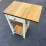 Solid Wood Drop-Leaf Side Table / Kitchen Trolley with Drawer & Shelves Image 2