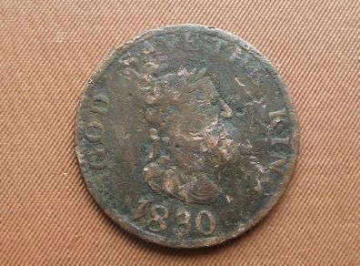 1830 Isle of Man McTurk Copper Penny Token 'God Save The King'