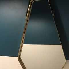 Brass and leather wall mirror