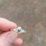Emerald and CZ Sterling Silver Claddagh Ring Image 4