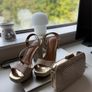 Burgundy Formal Dress, Gold Heels & Clutch, Complete Look Image 3