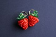 Handmade Cute Beaded Red Strawberry Earrings