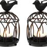 2 Pack Hanging Small Metal Candlestick Holder, Bird Top Tealight Candle Lantern Decorative Birdcage Candle Holder Lanterns for Wedding Party Christmas Patio Indoor Dining Table Gift(Black) Image 2