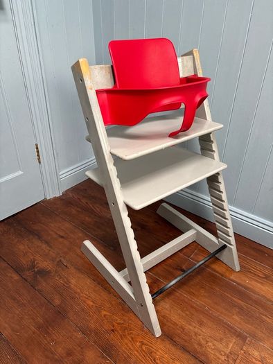 Stokke Tripp Trapp Highchair With Baby Set In Grey and Red