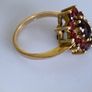 Vintage 1980s Garnet Cluster Flower Gold Ring Image 3