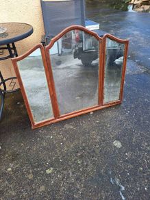 Large antique triptych mirror