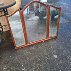 Large antique triptych mirror