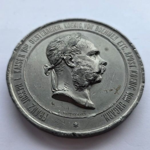 Rare Austria 1873 Franz Joseph I Vienna World Expo Die Trial Strike Uniface Tin Cliche Medal 70mm 220g