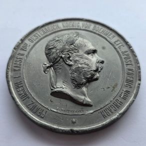 Rare Austria 1873 Franz Joseph I Vienna World Expo Die Trial Strike Uniface Tin Cliche Medal 70mm 220g