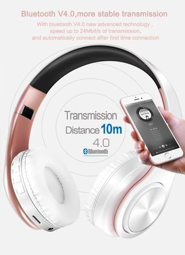 Wireless Headphones Bluetooth Stereo FM Radio Build-in MIC with 3.5mm Jack