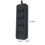 T14 2m 2500W 3 Plugs + 3-USB Ports Multifunctional Socket With Switch, Specification: EU Plug (Black) Image 2