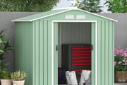 7 x 4ft Metal Garden Shed, Outdoor Storage Tool House with Ventilation Slots, Foundation Kit and Lockable Double Doors, Light Green