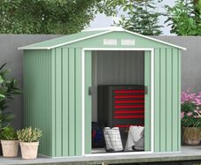 7 x 4ft Metal Garden Shed, Outdoor Storage Tool House with Ventilation Slots, Foundation Kit and Lockable Double Doors, Light Green