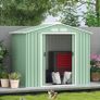 7 x 4ft Metal Garden Shed, Outdoor Storage Tool House with Ventilation Slots, Foundation Kit and Lockable Double Doors, Light Green Image 6