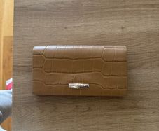 Authentic Longchamp Roseau Croco Effect Leather Long Wallet