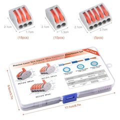 Wire Connectors, Preciva 33pcs Push Fit Electrical Blocks, Splicing Lever Nut Assortment Terminal Block kit with 18pcs Clamp 3-Port, 10pcs for 2-Port, 5pcs for 5-Port