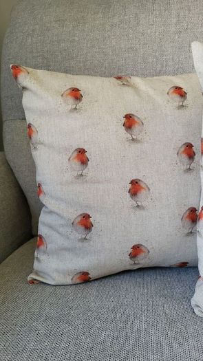 Christmas cushions. "ROBIN" and " GNOME"