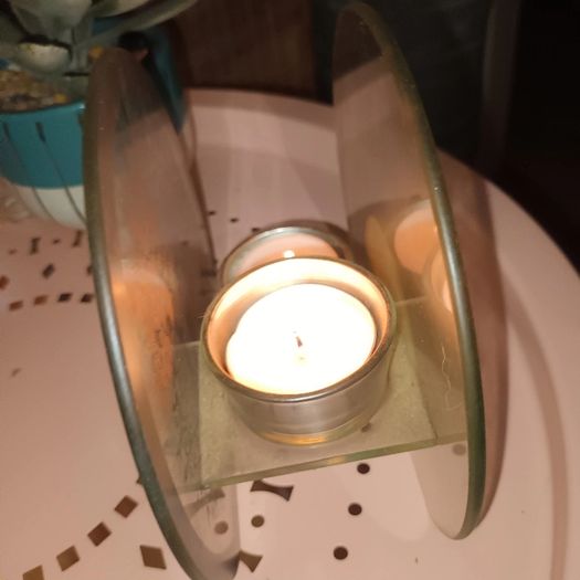 Peacock glass tea light holder