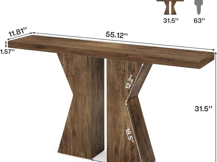 Wooden Console Table, 140 cm, Console Table Behind Sofa Table, Narrow