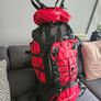 90 L Hiking backpack. Trekking backpack. Camping backpack. Red. Image 3