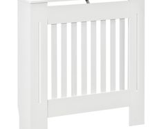 Freestanding Radiator Cover, Vertical Slatted MDF Slim Protective Cabinet Shelving for Radiator, 78L x 19W x 81H