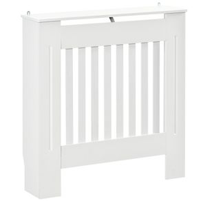 Freestanding Radiator Cover, Vertical Slatted MDF Slim Protective Cabinet Shelving for Radiator, 78L x 19W x 81H