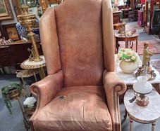 Vintage Leather Wingback Armchair Exceptional Patina & Character