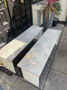 2 x Gorgeous Solid Grey Wooden Kitchen Dining Benches - Can Deliver