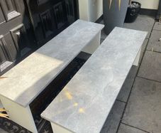 2 x Gorgeous Solid Grey Wooden Kitchen Dining Benches - Can Deliver