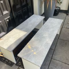 2 x Gorgeous Solid Grey Wooden Kitchen Dining Benches - Can Deliver