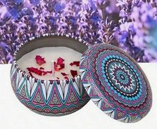 Boho Style Scented Candle with Flower Petals - ideal for meditation, altars and home spa & relaxing baths