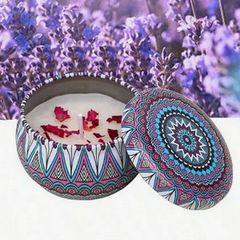 Boho Style Scented Candle with Flower Petals - ideal for meditation, altars and home spa & relaxing baths