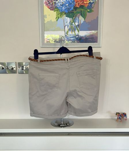 Ladies Beige Shorts with Brown Belt from Dunnes Stores