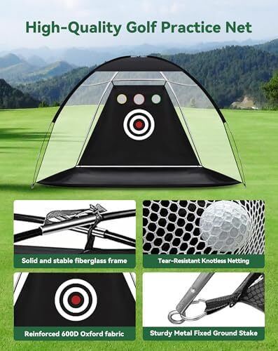 10x7ft Golf Practice Net for Backyard Driving with Triple Turf Mat 10 Practice Balls