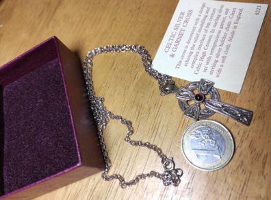 Past Time Celtic sterling silver cross pendant necklace