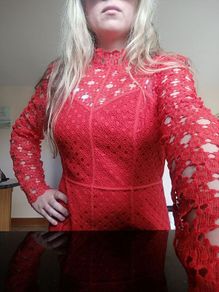 Red crochet designer Michelle Keegan skater dress for communion wedding party sun holidays M 10 12